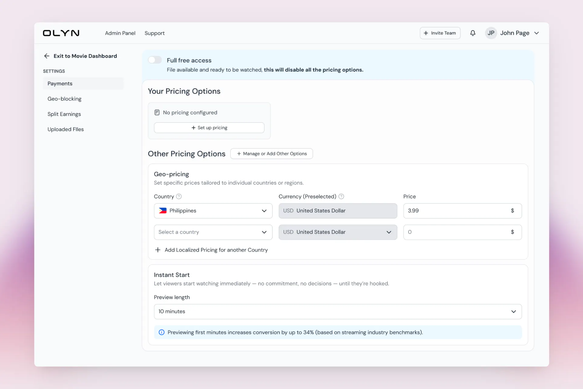 Movie dashboard